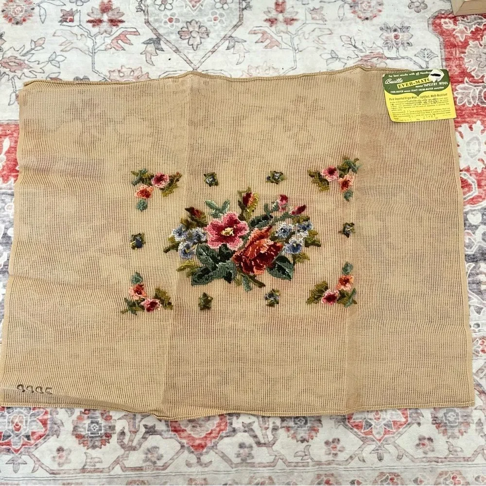 Vintage Bucilla Pre-Worked Needlepoint Wool Tapestry